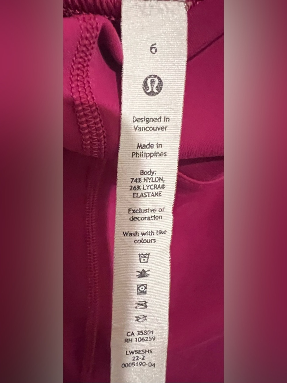 Lululemon Size 6 Instill HR Tight 25” Magenta Purple Pink Smooth Cover Yoga Pant - Picture 11 of 12